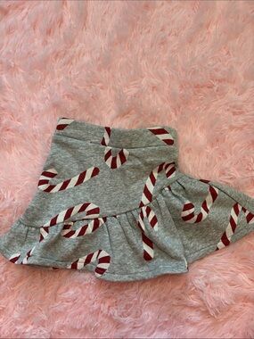 H&M Grey Skirt with Red Candy Cane Print
